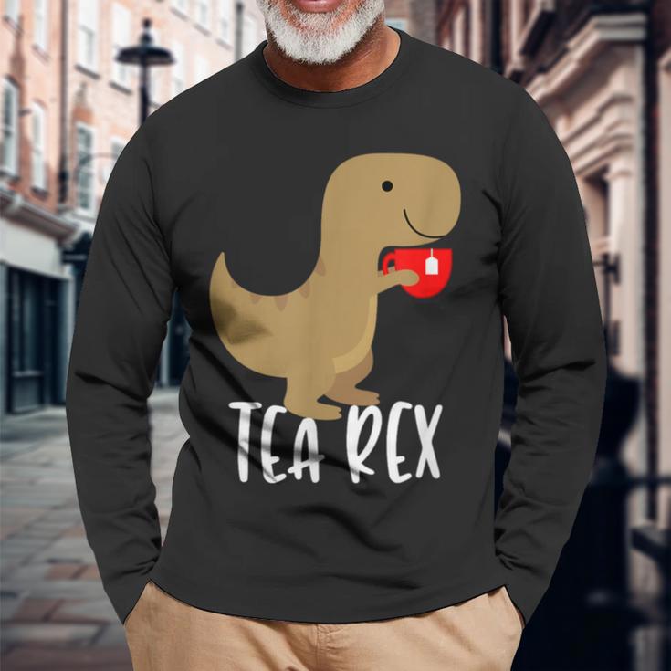 Tea Rex Cute Tyrannosaurus Dino Langarmshirts Geschenke für alte Männer