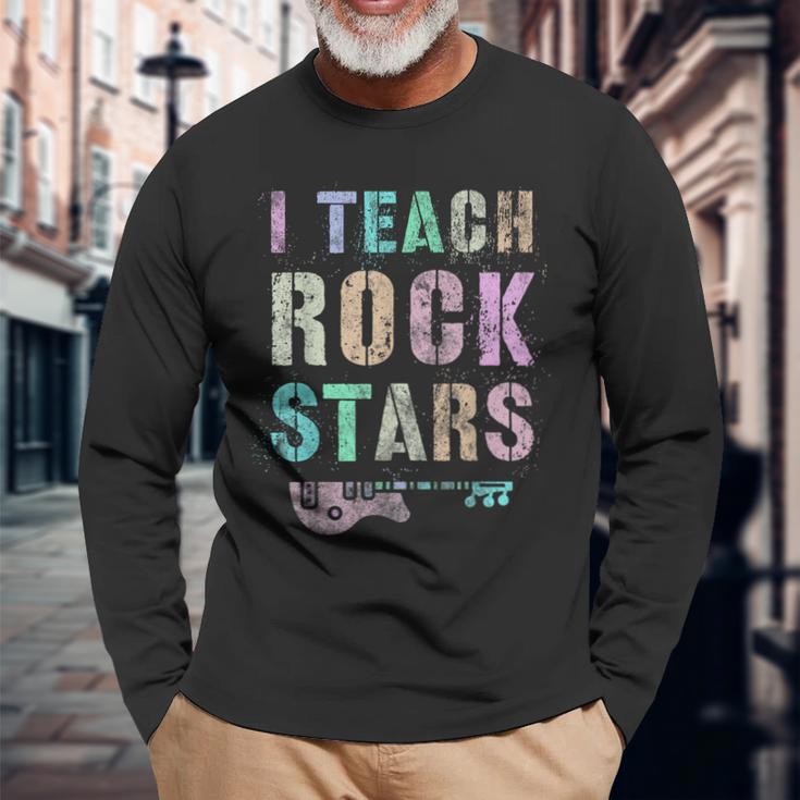 Teachers I Teach Rock Stars Educator Prek Last Day Reading Long Sleeve T-Shirt Gifts for Old Men