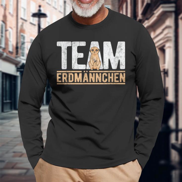 Team Erdmännchen Lustiges Meerkat Fan Langarmshirts Schwarz Geschenke für alte Männer