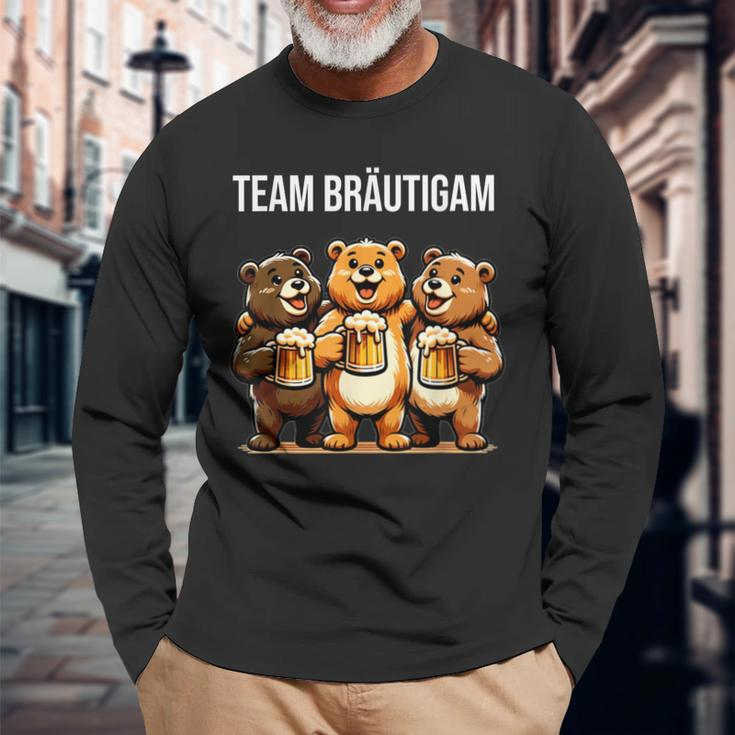 Team Groom Jga Stag Party Bear Jga Langarmshirts Geschenke für alte Männer