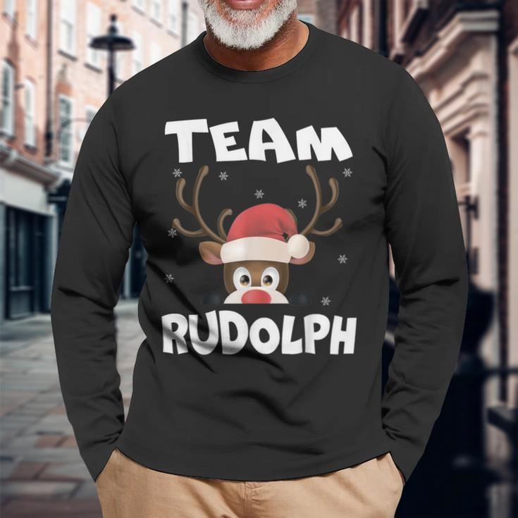 Team Rudolph Xmas Reindeer Deer Lover Langarmshirts Geschenke für alte Männer