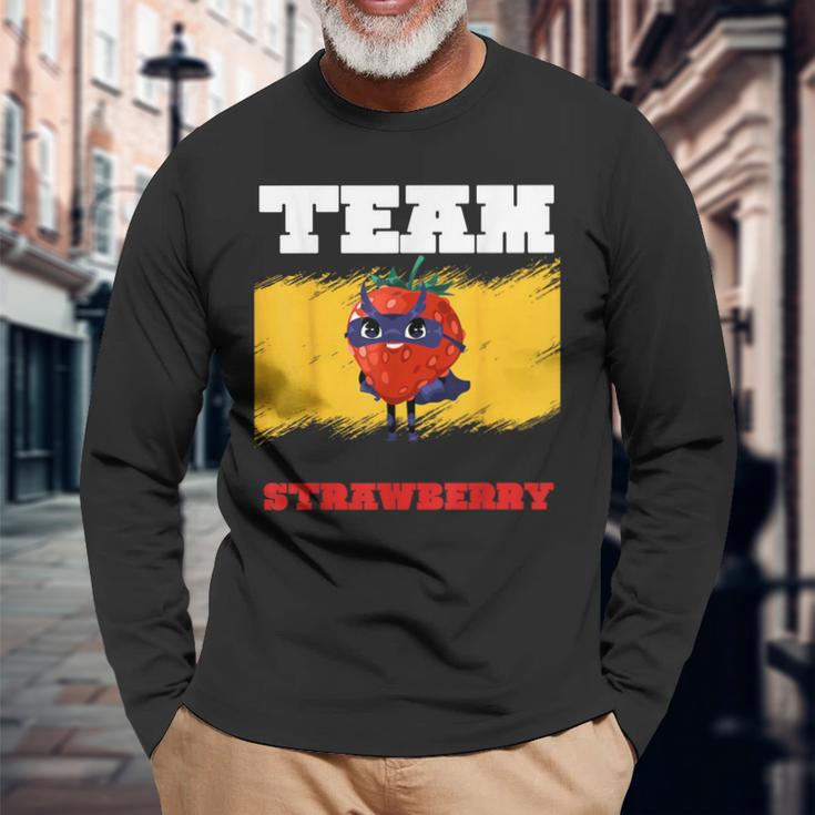 Team Strawberry Healthy Superhero Good Food Long Sleeve T-Shirt Gifts for Old Men