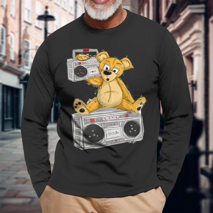 Teddy Bear Boombox By San Francisco Street Artist Zamiro Long Sleeve T-Shirt Gifts for Old Men