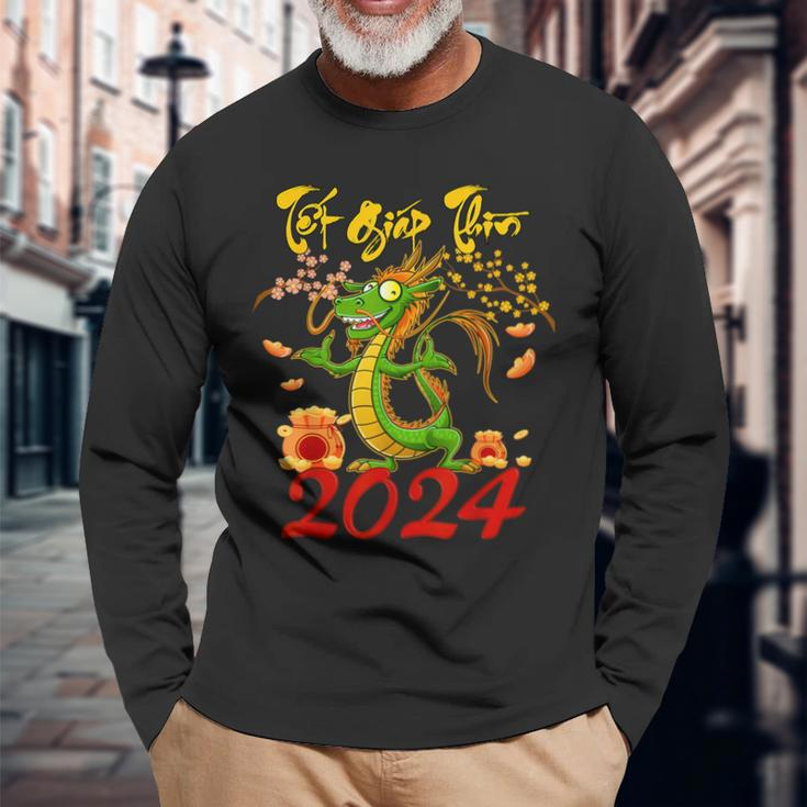 Tet Giap Thin Chuc Mung Nam Moi Vietnamese New Year 2024 Long Sleeve T-Shirt Gifts for Old Men