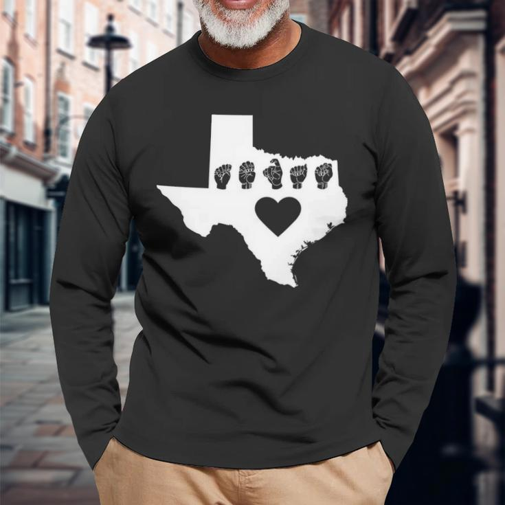 Texas Pride Sign Language Long Sleeve T-Shirt Gifts for Old Men