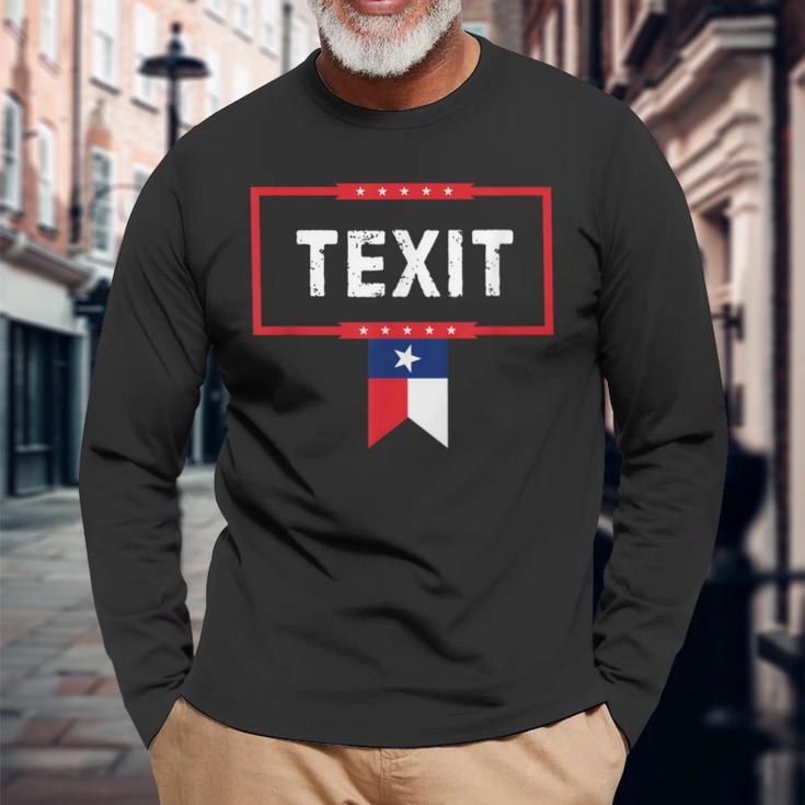 Texit Make Texas A Country Again Texas Secede Texas Exit Long Sleeve T-Shirt Gifts for Old Men