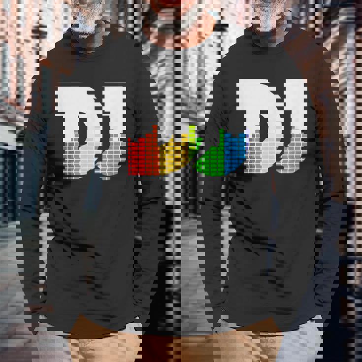 Texto De Dj Con Ecualizador De Coloración Led Para Discjockey Dj Camiseta de manga larga Regalos para ancianos