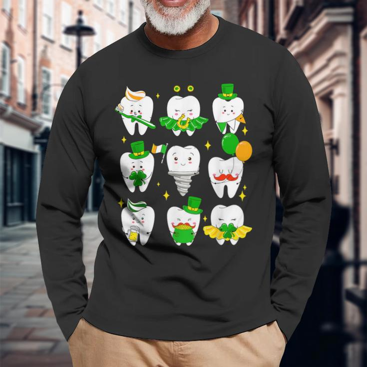 Th St Patrick Dentist Dental Assistant Irish Leprechaun Long Sleeve T-Shirt Gifts for Old Men