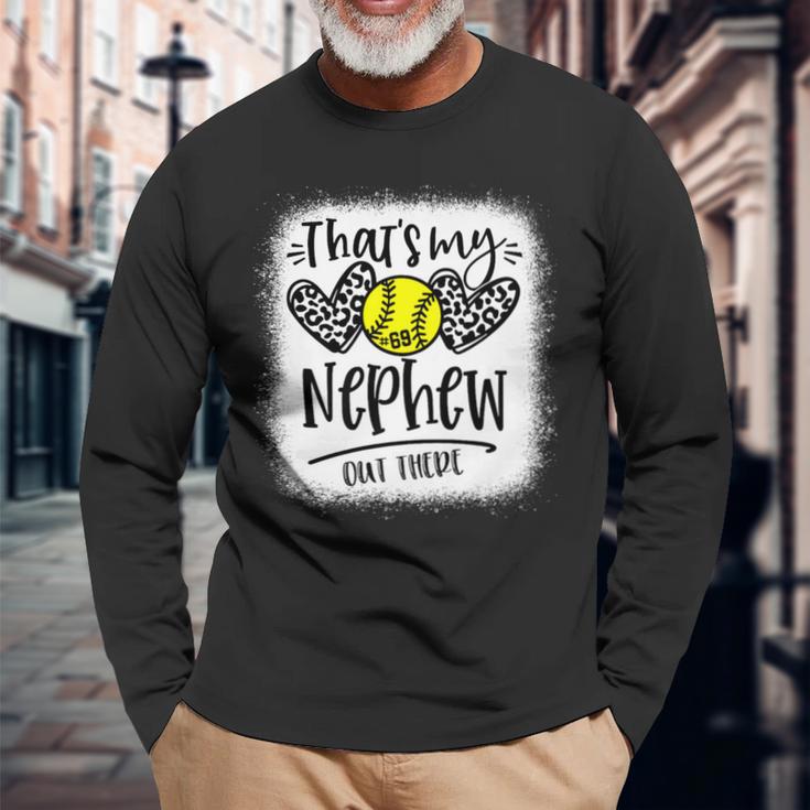 That's My Nephew Out There Number 69 Softball Long Sleeve T-Shirt Gifts for Old Men