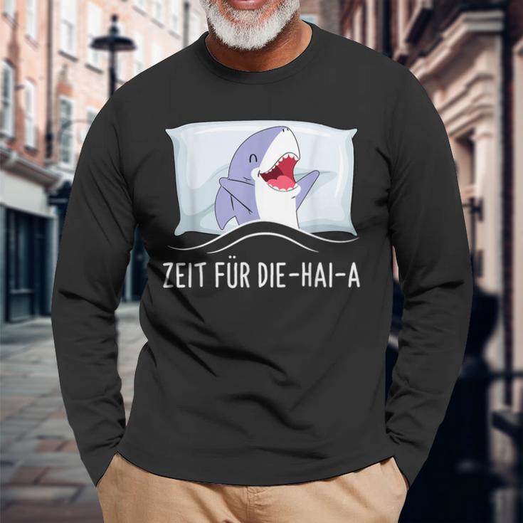 Time Für Die Haia Shark Sleep Tired Sleep Pyjamas Black Langarmshirts Geschenke für alte Männer