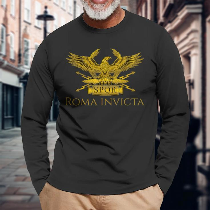 History Of Ancient Rome Spqr Roman Eagle Roma Invicta Langarmshirts Geschenke für alte Männer