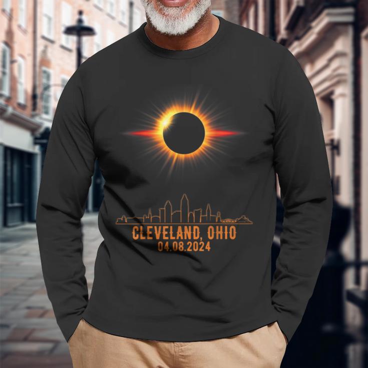 Total Solar Eclipse 04082024 Cleveland Ohio Long Sleeve T-Shirt Gifts for Old Men