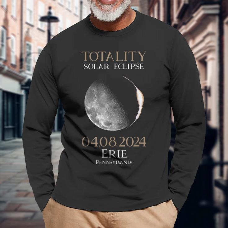 Total Solar Eclipse 2024 040824 Erie Pennsylvania Long Sleeve T-Shirt Gifts for Old Men