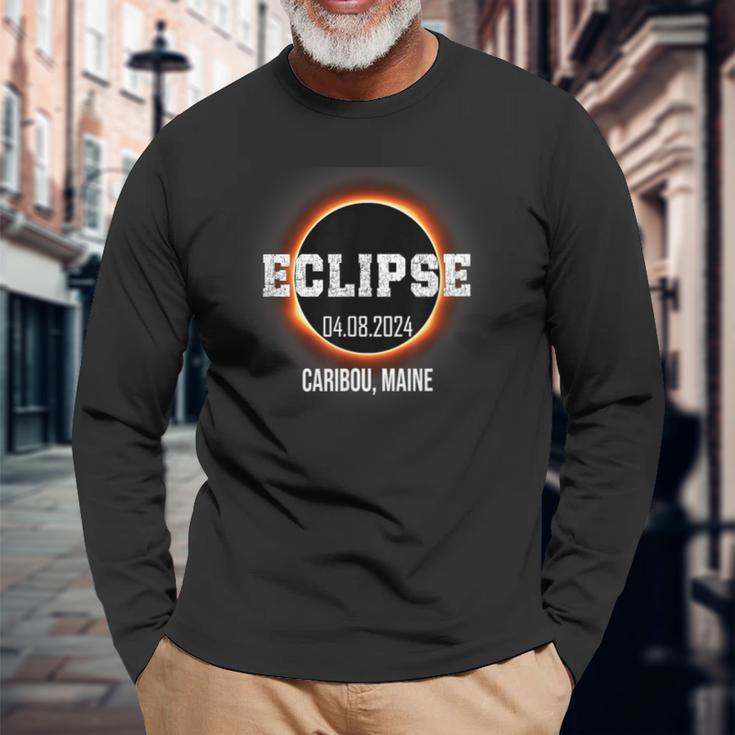 Total Solar Eclipse 2024 Caribou Maine Totality April 8 Long Sleeve T-Shirt Gifts for Old Men