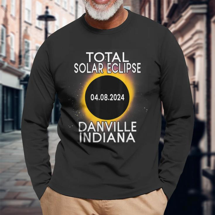Total Solar Eclipse 2024 Danville Indiana Path Of Totality Long Sleeve T-Shirt Gifts for Old Men