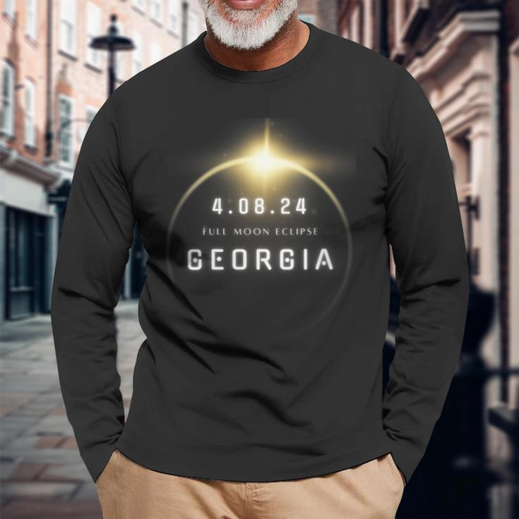 Total Solar Eclipse 2024 Georgia Long Sleeve T-Shirt Gifts for Old Men