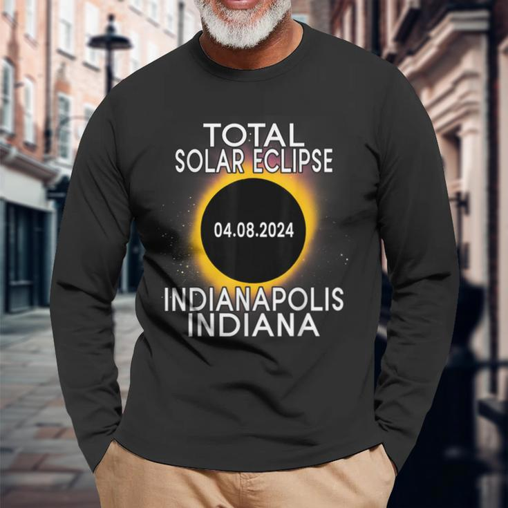 Total Solar Eclipse 2024 Indianapolis Indiana Totality Long Sleeve T-Shirt Gifts for Old Men