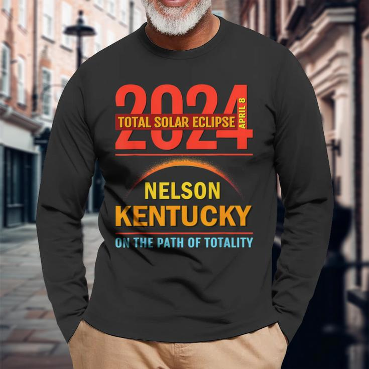 Total Solar Eclipse 2024 Nelson Kentucky April 8 2024 Long Sleeve T-Shirt Gifts for Old Men