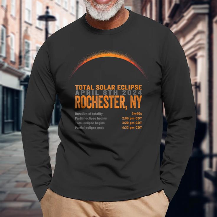 Total Solar Eclipse 2024 Rochester New York Path Of Totality Long Sleeve T-Shirt Gifts for Old Men