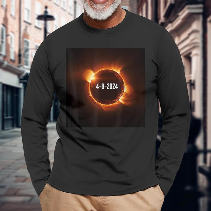 Total Solar Eclipse 2024 Spring April 2024 Cool Long Sleeve T-Shirt Gifts for Old Men