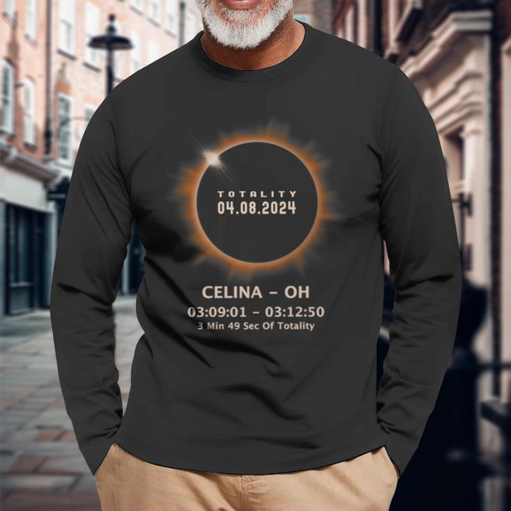 Total Solar Eclipse 2024 Totality 040824 Ohio Oh Long Sleeve T-Shirt Gifts for Old Men