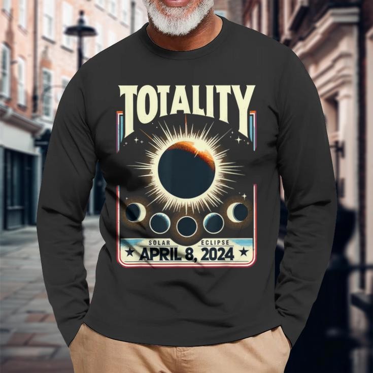 Total Solar Eclipse 2024 Totality Total Eclipse Long Sleeve T-Shirt Gifts for Old Men