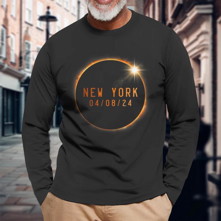 Total Solar Eclipse 2024 Totality New York Long Sleeve T-Shirt Gifts for Old Men