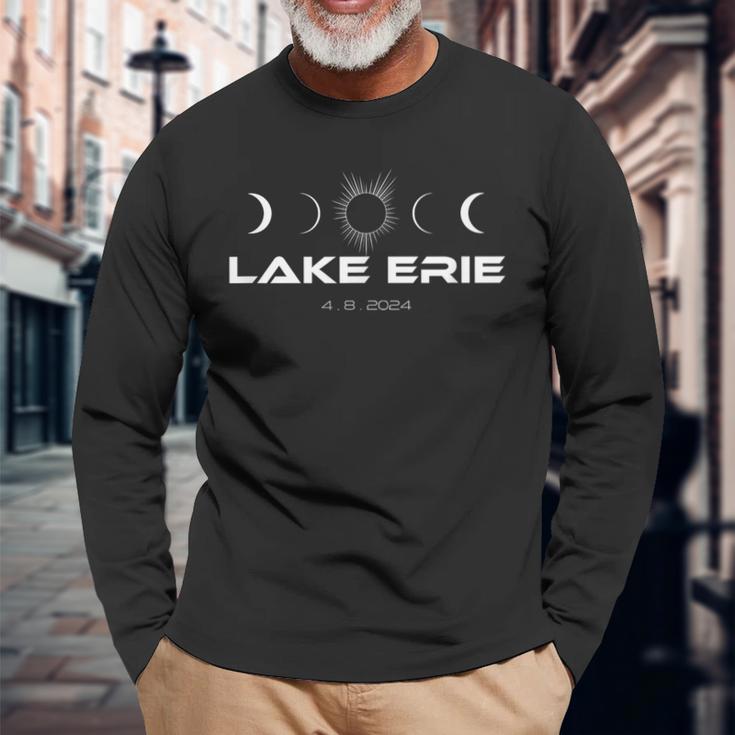 Total Solar Eclipse Lake Erie – April 2024 Long Sleeve T-Shirt Gifts for Old Men