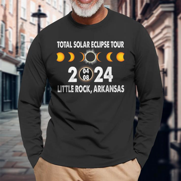 Total Solar Eclipse Us Tour 04 08 2024 Little Rock Arkansas Long Sleeve T-Shirt Gifts for Old Men