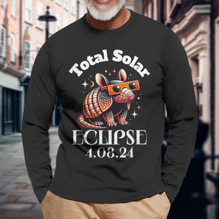 Totality Total Solar Eclipse April 8 2024 Armadillo Long Sleeve T-Shirt Gifts for Old Men
