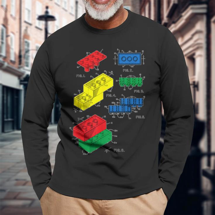 Toys Building Block Brick Patent For Master Builder Long Sleeve T-Shirt Gifts for Old Men