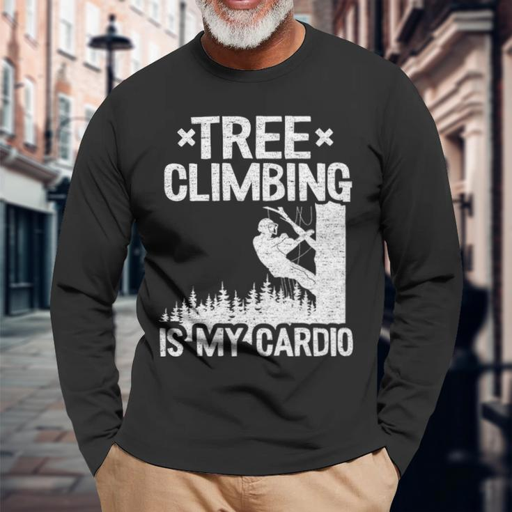 Tree Climbing Is My Cardio Arborist Long Sleeve T-Shirt Gifts for Old Men