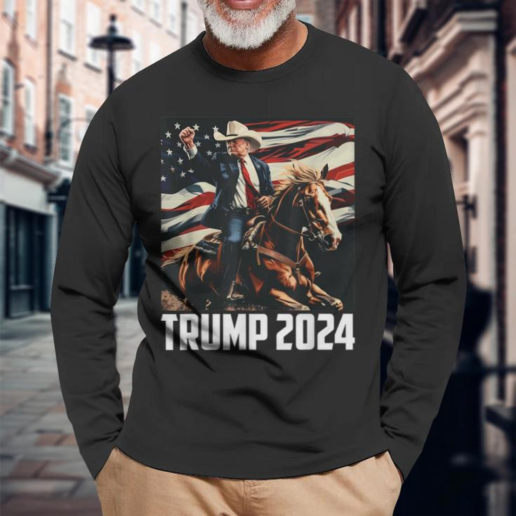 Trump 2024 4Th Of July Patriotic America Independence Day Long Sleeve T-Shirt Gifts for Old Men
