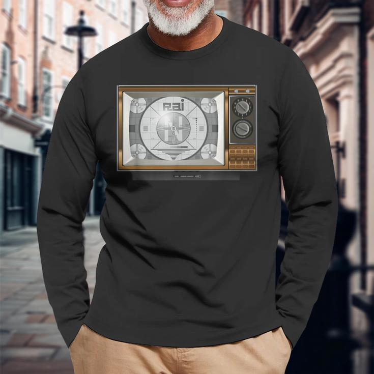 Tv Test Pattern Color Bars Old Television Long Sleeve T-Shirt Gifts for Old Men
