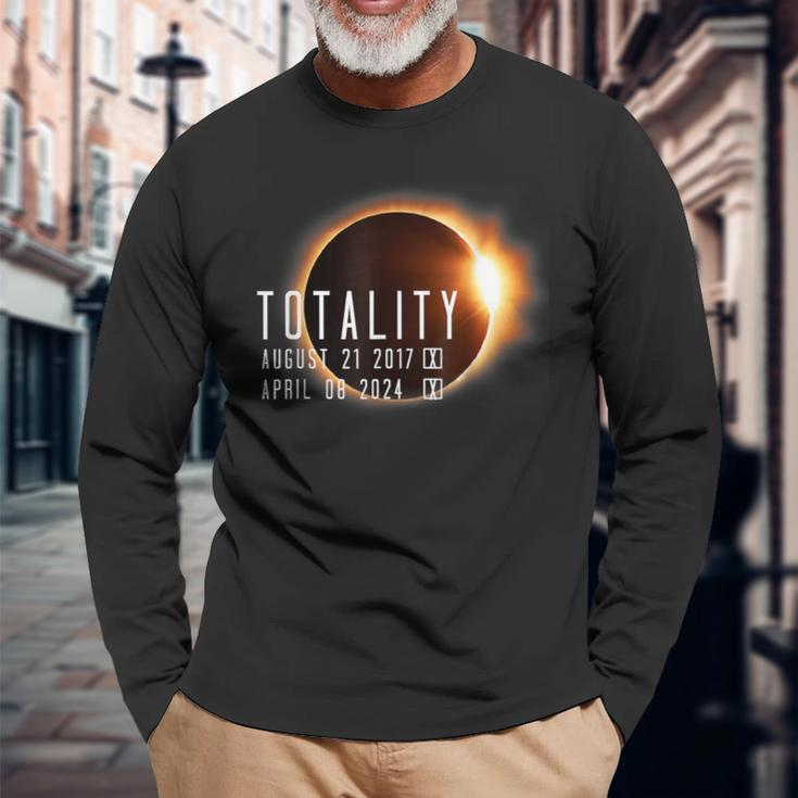 Twice In A Lifetime Totality Solar Eclipse 2017 & 2024 Long Sleeve T-Shirt Gifts for Old Men