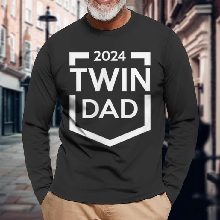 Twin Dad Est 2024 Twin Dad To Be New Daddy Iii Long Sleeve T-Shirt Gifts for Old Men