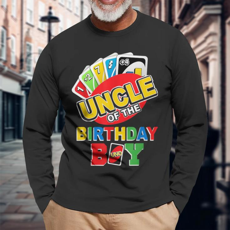 Uncle Of The Birthday Boy Uno Dad Papa Father 1St Bday Long Sleeve T-Shirt Gifts for Old Men