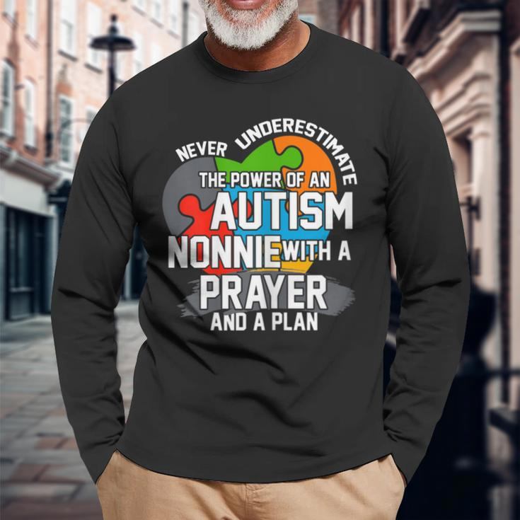 Never Underestimate The Power Of An Autism Nonnie Long Sleeve T-Shirt Gifts for Old Men