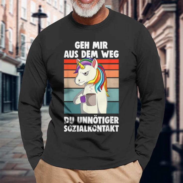 Unicorn Geh Mir Aus Dem Weg Du Unnötiger Sozialkontakt German S Langarmshirts Geschenke für alte Männer