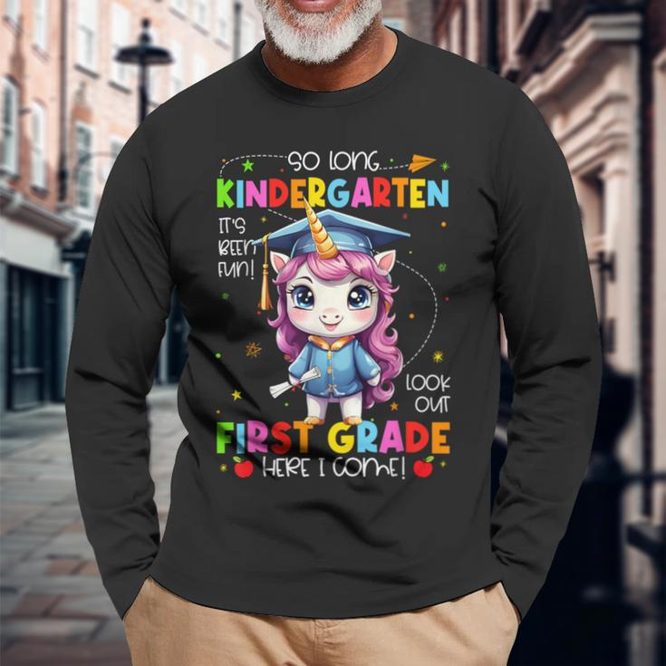Unicorn So Long Kindergarten Graduation Last Day Of School Long Sleeve T-Shirt Gifts for Old Men
