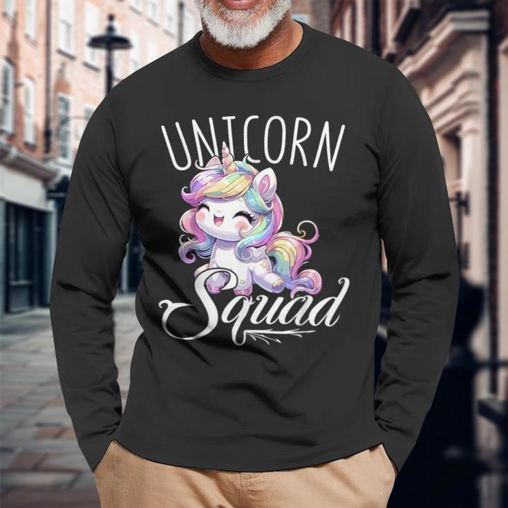 Unicorn Squad Birthday Party Cute Unicorn Long Sleeve T-Shirt Gifts for Old Men