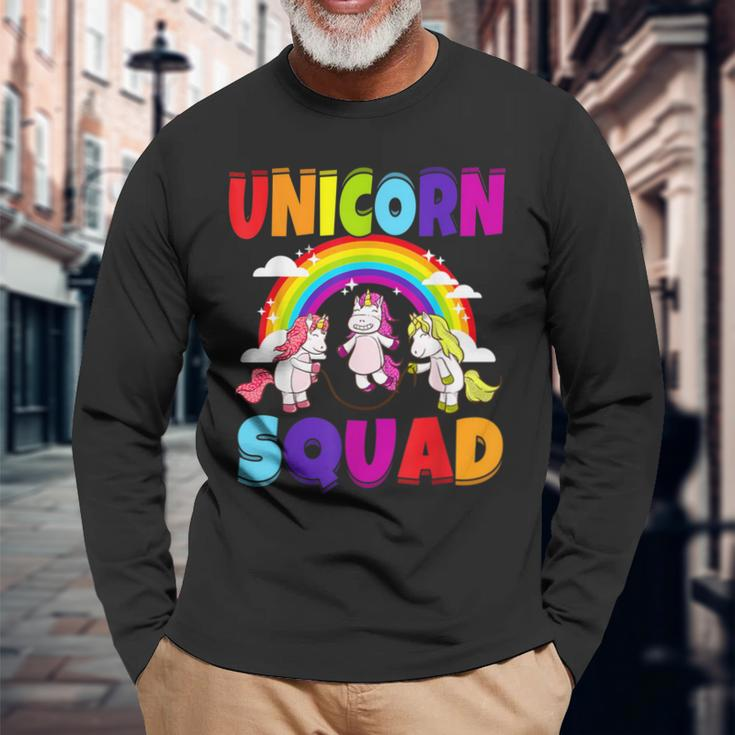Unicorn Squad Jump Rope Unicorns Humor Cute Long Sleeve T-Shirt Gifts for Old Men