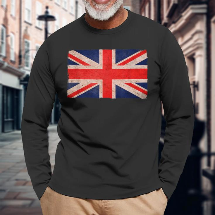 Union Jack Vintage British Flag Retro United Kingdom Britain Long Sleeve T-Shirt Gifts for Old Men