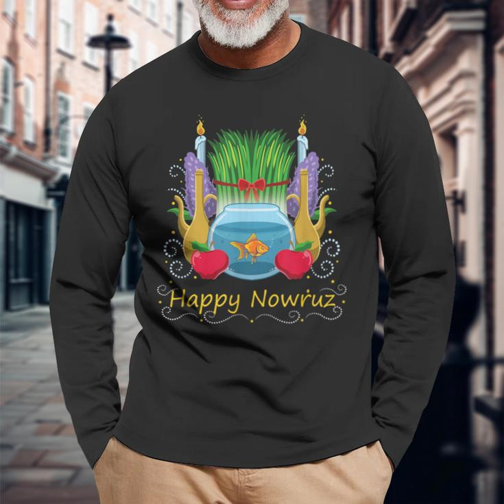 Unique Persian New Year Happy Norooz Festival Happy Nowruz Long Sleeve T-Shirt Gifts for Old Men