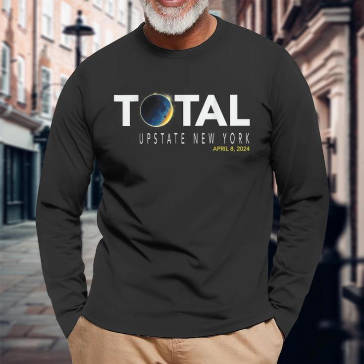 Upstate New York April 8 Total Solar Eclipse 2024 Long Sleeve T-Shirt Gifts for Old Men