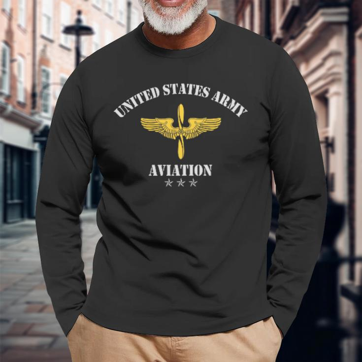 US Army Aviation Veteran Military Veterans Day Mens Long Sleeve T-Shirt Gifts for Old Men