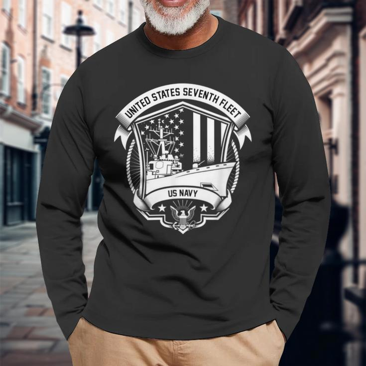 Us Navy Seventh Fleet Long Sleeve T-Shirt Gifts for Old Men