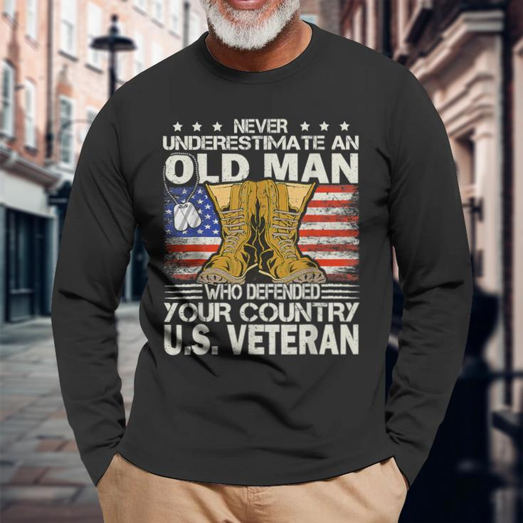 Us Veteran Veterans Day Us Patriot Long Sleeve T-Shirt Gifts for Old Men