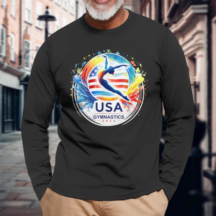 Usa 2024 Games United States Gymnastics America 2024 Usa Long Sleeve T-Shirt Gifts for Old Men