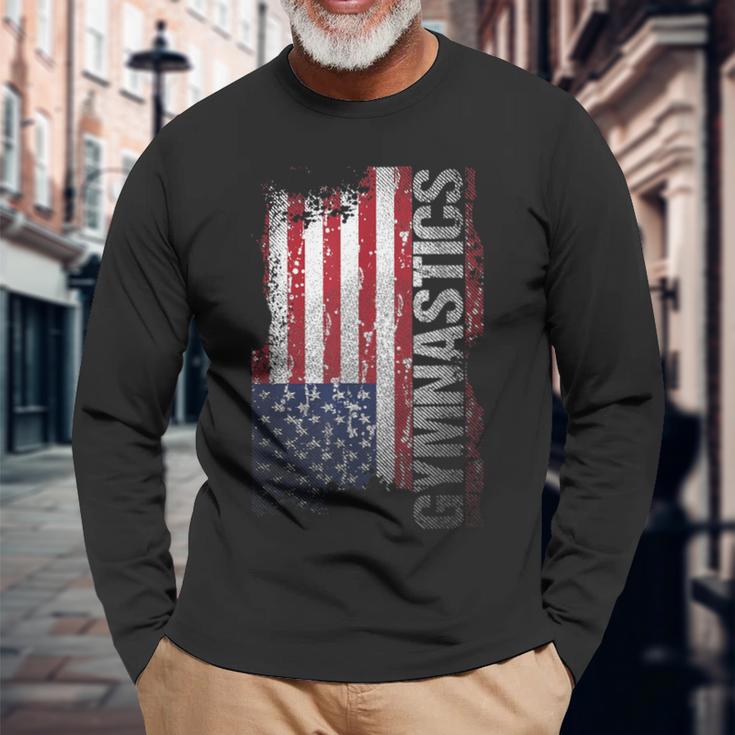 Usa Flag Gymnastics Long Sleeve T-Shirt Gifts for Old Men